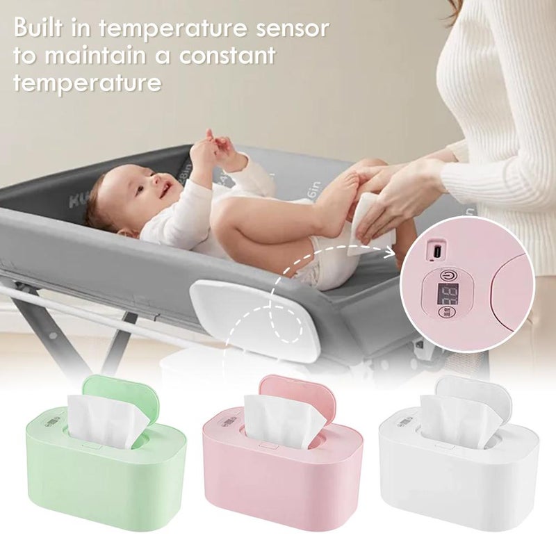 Baby Wipe Warmer, Portable Large Capacity Wipes Warmer Dispenser with LED Display, Adjustable Baby Wet Wipes Holder, Quiet and Evenly Overall Heating for Home Car Travel Use (white) - Image 2